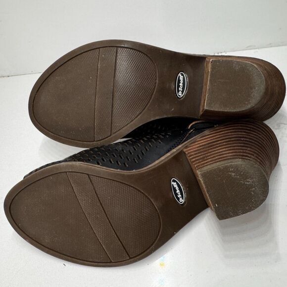 Dr Scholls Codie Womens 7.5 Drk Brown Peep Toe Comfort Sandal Mule Faux Leather - Picture 8 of 14